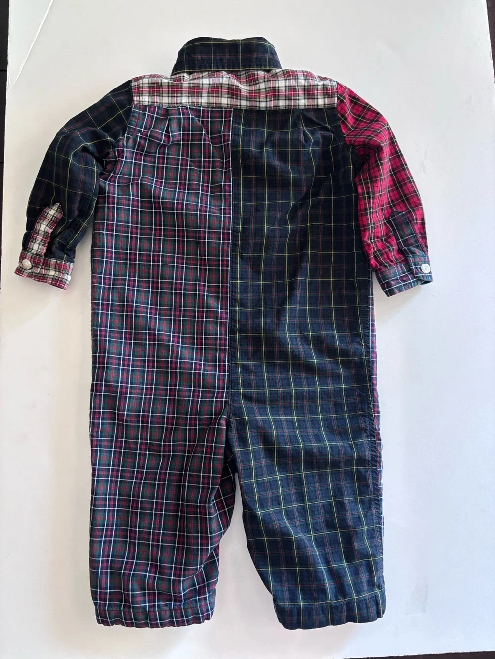 RALPH LAUREN Plaid Cotton Poplin Fun Coverall Polo Button Down Size 6 Months
